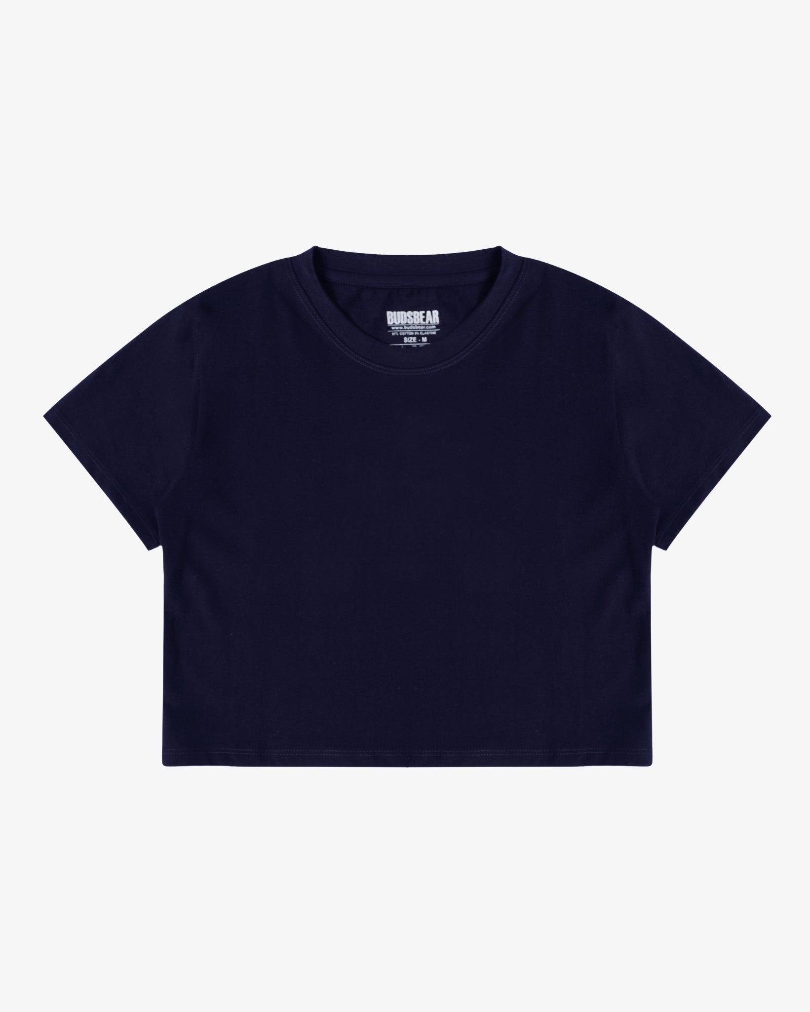 CROP-FIT COTTON PLAIN NAVY BLUE TOP