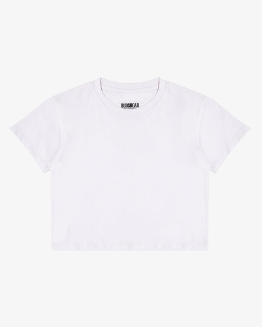 T-shirt blanc en coton pour femme coupe courte