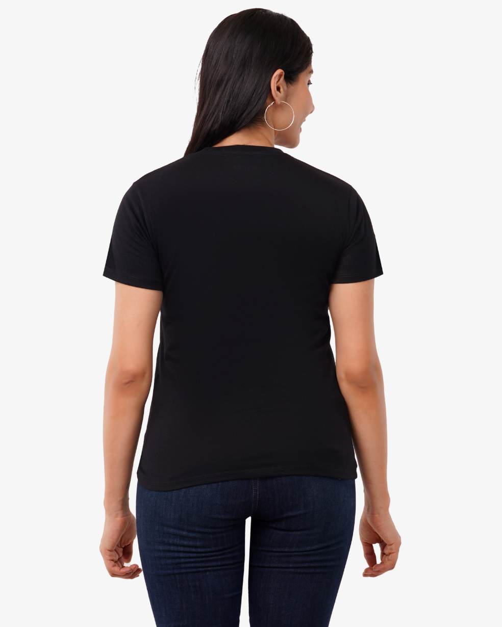 T-shirt femme en coton noir coupe confortable