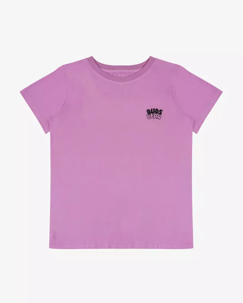 COMFORT-FIT COTTON LAVENDER T-SHIRT WITH LOGO ARTWORK