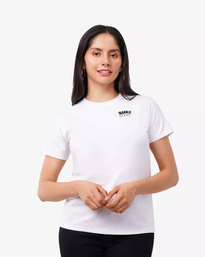 COMFORT-FIT COTTON WHITE T-SHIRT WITH LOGO ARTWORK