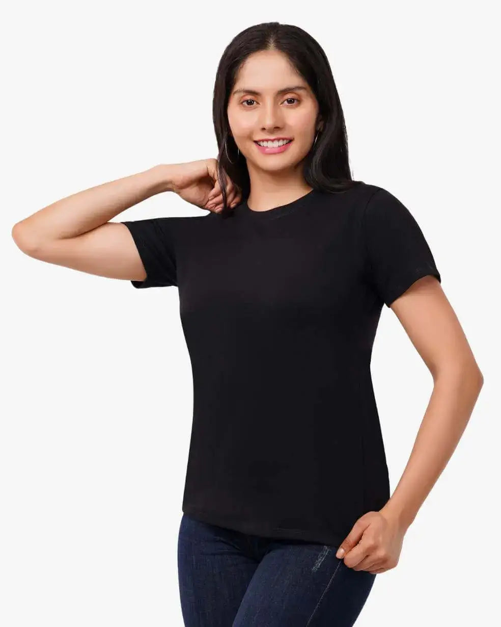 COMFORT-FIT COTTON PLAIN BLACK T-SHIRT